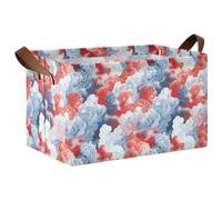 KLL Red and White Auspicious Cloud Ukiyo-e - Cestas de almacenamiento de tela con asas para almacenamiento de cubos para estantes, armario, paquete de 2 cajas para guardar juguetes