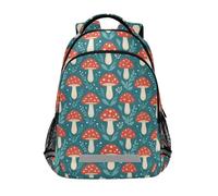 KLL Red Fly Agaric Mushroom Bosques Patrón de 16 pulgadas Mochila para niños con correa en el pecho Bolsa de libros para niños y niñas mochilas para ni?os