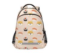 KLL Shiba Inu & Sushi Cute Print - Mochila de una correa para niños con correa para el pecho, bolsa de libros para mochilas universitarias escolares para ni? os