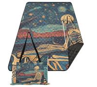 KLL Skeleton Play The Piano Starry Sky - Alfombrilla impermeable para picnic al aire libre, resistente a la arena, manta para playa, césped, para personas al aire libre, regalos de primavera, manta