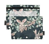 KLL Spring Happy St. Patrick's Day Clover Lucky Green - Estuche suave para lápices con 3 anillas y tres anillos, Árbol de Pascua de conejo de eucalipto, 1 sizex2