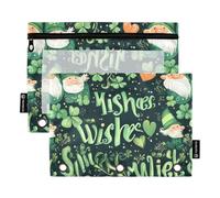 KLL Spring Happy St. Patrick's Day Clover Lucky Green - Estuche suave para lápices con 3 anillas y tres anillos, Deseos del Día de San Patricio, 1 sizex2