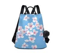 KLL Sweet Cherry Blossom - Mochila de moda para viajes, mochila universitaria de moda para mujer, para viajes, trabajo, uso diario con llavero de pompón