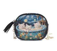 KLL Sweet Selkirk Rex Cats Retro Bañera West Crossbody Monedero Hombre Impermeable con Ranuras para Tarjetas de Crédito Bolso para teléfono celular Go Shopping