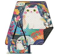 KLL The Cat in The Garden - Juego de cesta de picnic impermeable plegable para picnic, camping, para exteriores, mujeres, parejas, regalo para la playa
