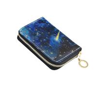 KLL The Starry Sky A Shooting Star Passing by - Cartera de cuero para tarjetas de crédito con ranura para 9 tarjetas, bloqueo RFID, funda para tarjetas de crédito con cremallera