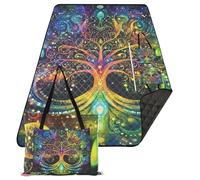 KLL The Tree - Alfombra de juego colorida e impermeable para exteriores, bonita manta portátil para fiestas al aire libre, para conciertos en el suelo, alfombra para picnic