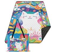 KLL The White Cat in The Garden - Accesorios de picnic impermeables, plegables, accesorios de picnic al aire libre, para personas al aire libre, regalo de verano, cobija de picnic