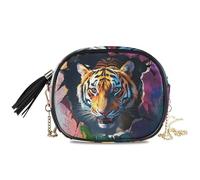 KLL Tigers Breaking Through The Wall Sling Bolso bandolera para hombre, práctico con correa ajustable, pequeño bolso de hombro para senderismo, viajes