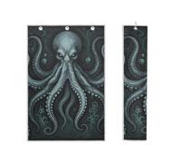 KLL - Toalla de microfibra de octopodos de Cthulhu de color verde azulado oscuro con patrón de gofre, toalla de golf ultra absorbente magnética con clip de mosquetón, accesorios de golf de 16 x 24