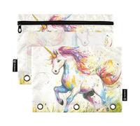 KLL Unicornios Meadow - Estuche de tela para carpetas con agujeros para carpeta, para niños, hogar, viajes, tarjetas, almacenamiento