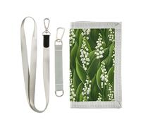 KLL White Lily of The Valley Beauty Summer Flowers - Cartera triple para tarjetas de crédito para mujer, minimalista, ligera, delgada con cordón
