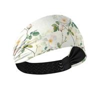 KLL Wild Rose Beauty - Diadema deportiva con diseño de flores de verano que absorbe la humedad, bandas elásticas para el sudor para la cabeza, para gimnasio, maquillaje, voleibol