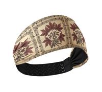 KLL William Morris Style Canada Red Maple Leaf Pattern Diademas antideslizantes para entrenamiento de pelo de mujer para deportes atléticos maquillaje voleibol