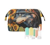 KLL Wolf Breaking Through The Wall - Bolsa de maquillaje grande para joyas, bolsa de viaje para cosméticos