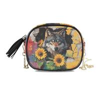 KLL Wolf Breaking Through The Wall - Bolso bandolera para mujer, impermeable, con ranuras para tarjetas de crédito, mini bolso de hombro para llevar a caminar
