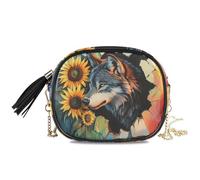 KLL Wolf Breaking Through The Wall - Cartera cruzada para hombre, cómoda con correa ajustable, pequeñas bolsas de hombro para senderismo, viajes