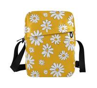 KLL Yellow Daisy - Bolso bandolera pequeño de cuero vegano para hombre, bolso cruzado para mujer