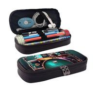KLLTYHMU Estuche organizador de cuero de gran capacidad para lápices, bolsa de almacenamiento con compartimentos, bonita bolsa para lápices, estuche portátil de lobo fresco, organizador de cosméticos