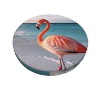 KLLTYHMU Flamingo On The Beach - Fundas de asiento redondas elásticas antideslizantes para taburetes de bar, extraíbles, lavables, a prueba de polvo, para cocina, comedor, cafetería, 12 pulgadas