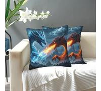 KLLTYHMU Fundas de cojín decorativas modernas con diseño de dragón de hielo y dragón de fuego, para exteriores, acogedoras, con cremallera oculta, para sofá, dormitorio, decoración del hogar, 20 x 20