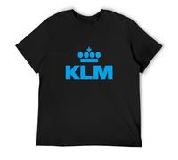 KLM Royal Dutch Airline Men's T-Shirt Unisex Black Cotton Print tee Shirts L