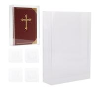 Klmnop Paquete de 2 vitrinas acrílicas transparentes con hebillas adhesivas, protector de libros de montaje en pared para Biblias, DVD, almacenamiento y exhibición de joyas, 10.24 x 7.1 x 2.36