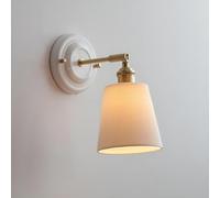 Klobvtt Aplique De Pared De Cerámica Blanca, Lámpara De Montaje En Pared De Latón Nórdico, Pantalla De Lámpara De Cerámica Acanalada, Apliques For Sala De Estar, Dormitorio(13 * 17cm)