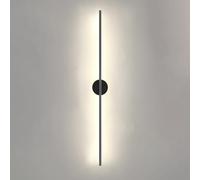 Klobvtt Aplique de pared lineal negro, iluminación minimalista, palo delgado, lámpara de pared LED, tira larga, luces de montaje en pared, bañador de pared interior para sala de estar, dormitorio, pas