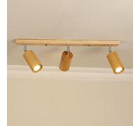 Klobvtt Foco ajustable Foco de madera de 3 luces Barra de techo Kit de iluminación de riel fijo, focos direccionales de rotación de 360 ° + 90 ° Lámparas decorativas de techo for galería