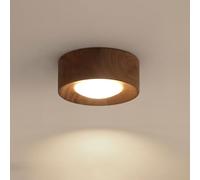 Klobvtt Foco de techo LED Downlight de montaje semi empotrado de madera, accesorio de iluminación de acento de punto de techo de madera de 5W 3000K, focos for sala de estar, pasillo, dormitorio