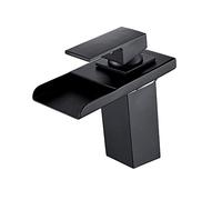 Klobvtt Grifo de lavabo de baño con luz LED, grifos de lavabo con caño de cascada, grifo de lavabo mezclador de agua fría y caliente, cambios de 3 colores sensibles a la temperatura, grifos de gabinet