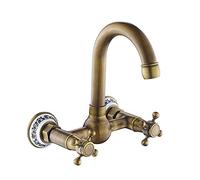 Klobvtt Grifo mezclador de lavabo de cobre Grifo de lavabo de tocador antiguo Accesorios de baño de montaje en pared, Grifos mezcladores de lavabo de bañera vintage Grifos de agua mezcladores de lavab