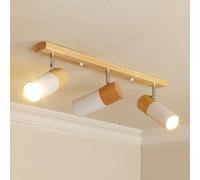 Klobvtt Iluminación De Riel Fijo De Madera Foco De Techo Ajustable Barra De Techo Con Luz Puntual De 3 Vías, Focos Giratorios De Techo Giratorios For Cocina, Dormitorio, Pasillo(White)
