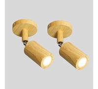 Klobvtt Juego de 2 focos de madera, iluminación LED de techo con foco ajustable, focos direccionales de madera, focos giratorios de pared de 6 W for cocina, dormitorio, galería(Wood-3000K)