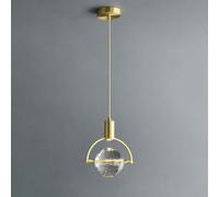 Klobvtt Lámpara Colgante Dorada Con Forma De Globo De Cristal, Moderna Lámpara De Techo, Luz Colgante LED De 5 W For Dormitorio, Sala De Estar, Isla De Cocina, Candelabros Pequeños