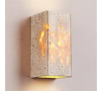 Klobvtt Lámpara De Pared De Piedra Wabi Sabi Aplique De Travertino LED Accesorio De Iluminación De Pared Arriba Y Abajo, Lámpara Mural LED De Mármol Natural For Sala De Estar Pasillo(Rectangle)