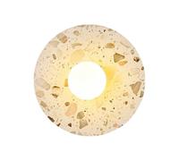 Klobvtt Wabi Sabi Terrazzo Aplique De Pared Redondo De Piedra Natural Con Pantalla De Globo De Cristal, Lámparas De Pared De Mármol For Sala De Estar, Pasillo, Dormitorio, Mesita De Noche(30cm)