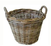 Klocke Pflanzgefäße Cesta de jardín clásica y decorativa con lámina y asa, cesta para plantas de mimbre, cesta para flores, decoración para terraza/balcón (mediano: 35 cm de diámetro)