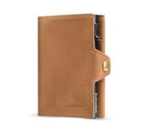 KLOMORE Geldbörse Herren, Slim Wallet Kreditkartenetui Monedero Billetera Portamonedas mit Münzfach, Kartenetui Geldbeutel Herren RFID Schutz Portemonnaie SmartWallet Kartenhalter, Brieftasche, marrón