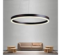 KLONWG Lámpara Colgante con Anillo de luz LED con atenuación, lámpara Colgante Vintage con elevación y caída Ajustables, iluminación Retro, luz de Techo para Cocina, Isla, Mesa de Comedor