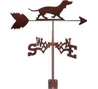 KLONWG Veleta con Forma de Perro, con Soporte para Techo, Estilo rústico. Indicador Creativo de la dirección del Viento con Revestimiento antioxidante para Soporte metálico Exterior.