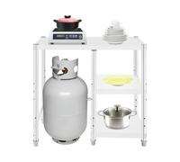 KLOOLIVE Estantería de cocina de acero inoxidable, 3 niveles, 80 x 40 x 80 cm, estante para microondas, distancia ajustable, soporte para microondas, estantería con guantes, para restaurantes, garajes