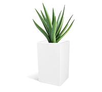 Kloris Jardinera Rectangular Alta Moderna Mod. Oasis, 30 x 30 x 50 cm, Blanco Polietileno, Fabricado en Italia