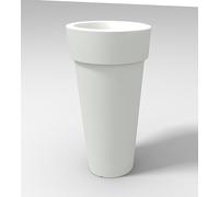 Kloris Jarrón Moderno Redondo Alto para Exterior, Mod. Mesapico Diámetro 29 cm Altura 43 cm Color Blanco Toda la Capacidad con Orificio de Drenaje en la Base. Polietileno Fabricado en