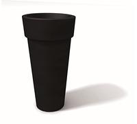 Kloris Jarrón Moderno Redondo Alto para Exterior, Mod. Mesapico Diámetro 29 cm Altura 43 cm Color Grafito Toda la Capacidad con Orificio de Drenaje en la Base. Polietileno Fabricado en