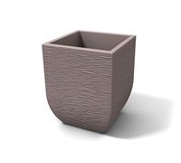 Kloris Maceta Cuadrada para Plantas para Interior y Exterior, Mod. SALENTINO 30 Polietileno Rayado Gris tórtola Dimensiones Exteriores 29 x 29 cm Altura 43,5 cm Made in Italy.