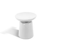 Kloris Mesita Taburete bajo Blanco de Polietileno para Interiores y Exteriores, Altura 40 cm, diámetro 38 cm. Fabricado en Italia.