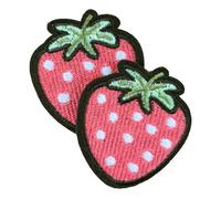 KLORIZ 2Pack Lovely Strawberry Cute Fruit Embroidered Iron on Patch Sweet Applique Badge