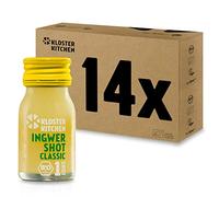 Kloster Kitchen Bio Ginger Shot Classic 1SHOT 14 x 30 ml con auténticos trozos de jengibre I Ginger shot vegano en la botella de cristal To Go I Sweet Sharf sin aditivos y con dulzura natural